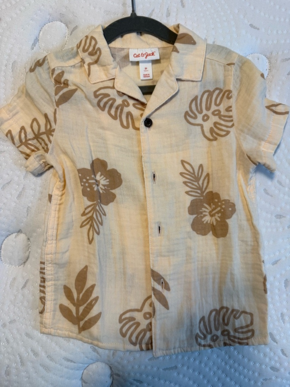 Cat & Jack Cream Button-Front Hawaiian Shirt